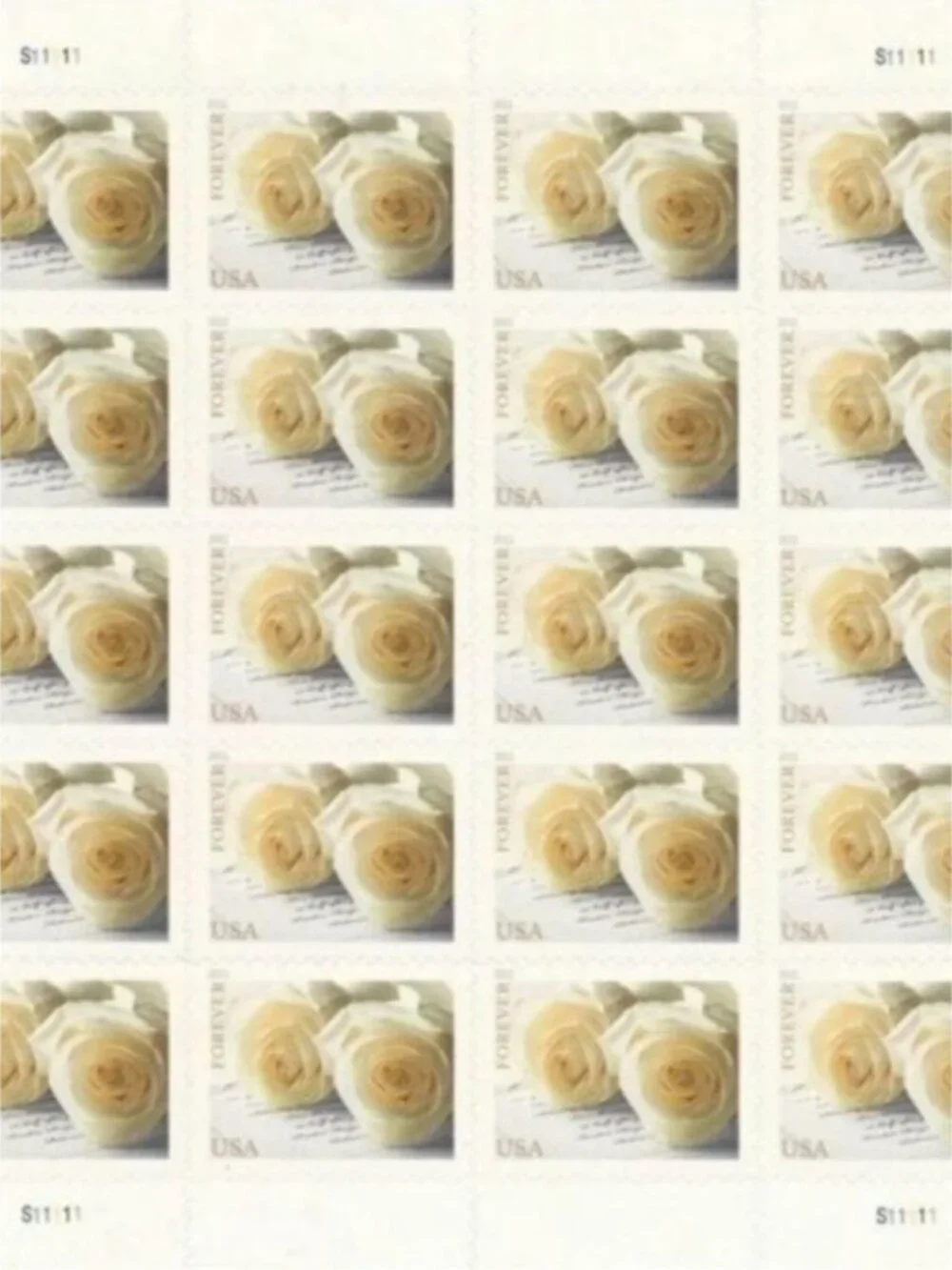 200 lifetime white roses unused wedding stamps
